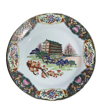 Vtg Hand Painted & Crafted Chinese Export Porcelain Rose Medallion 7.75  Plate