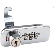 3 Digit Mechanical Combination Lock Zinc Alloy Drawer Lock 7.55 x 2.8 cm Silver