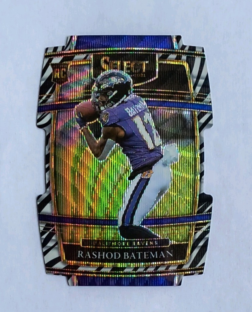 2021 Panini Select Zebra Prizm Die-Cut Rashod Bateman #55 Concourse Ravens