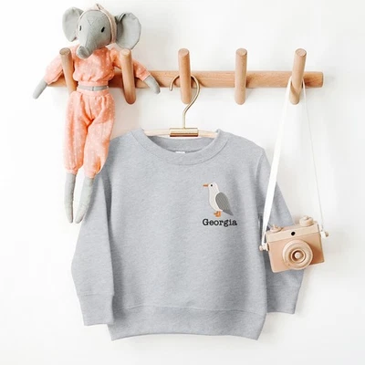 LOVE U LOTS GIFTS Seagull Embroidered Kids Sweatshirt Cute Beach Jumper Personalized
