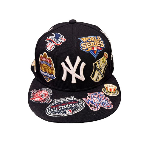 New Era 59FIFTY New York Yankees All Over Patch Fitted Hat Navy Size 7 1/8