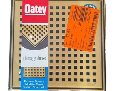 Oatey Stainless Steel Square Yellow 6x6 Shower Drain Low Profile, Polished New