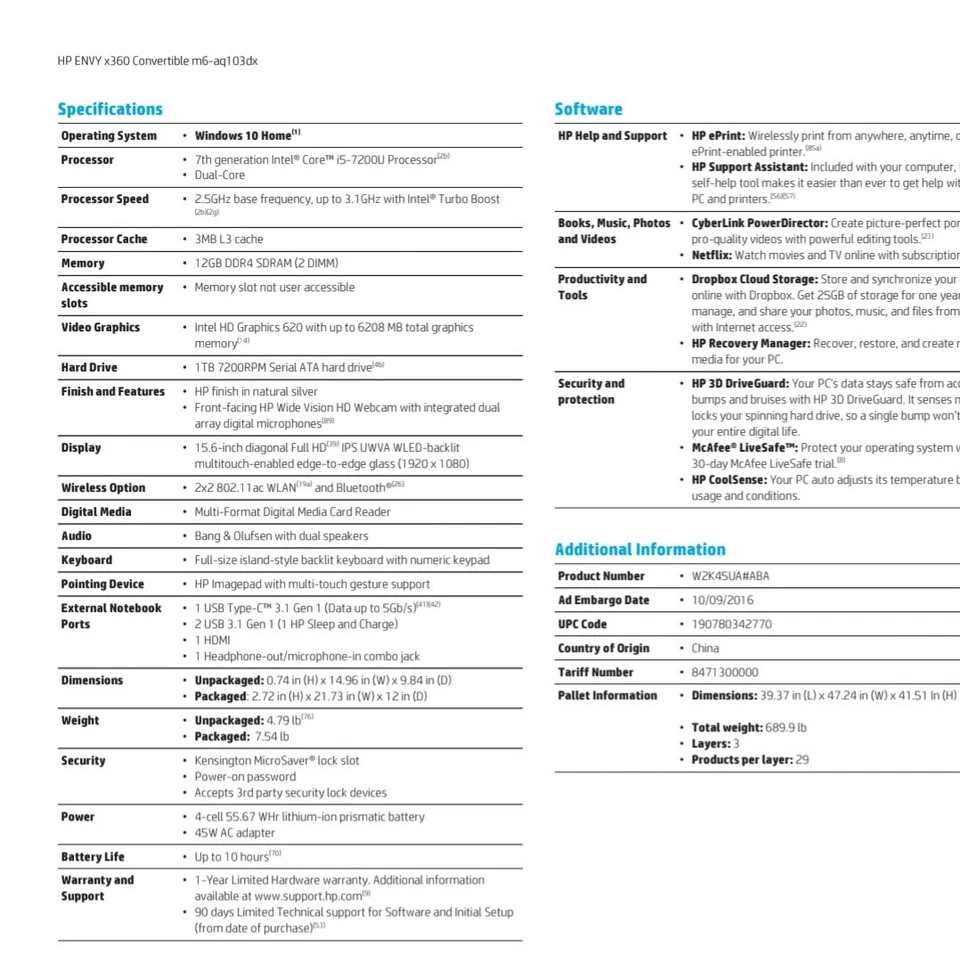 HP ENVY x360 m6-aq103dx 15.6" 2 in 1 Laptop Intel i5-7200U 1TB HDD BAD MOBO - Image 2 of 4