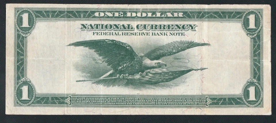 BEAUTIFUL RARE PHILADELPHIA GREEN EAGLE 1918 $1 NOTE. NO TEARS OR PINHOLES  - Image 2 of 2