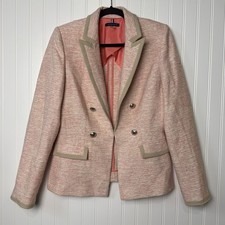 Tommy Hilfiger Pink Tweed Blazer Womens 12 Large Preppy Parisian Chic
