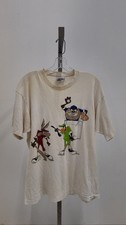 Vintage Looney Tunes "Official Product" Baseball T-Shirt   Cream Large 