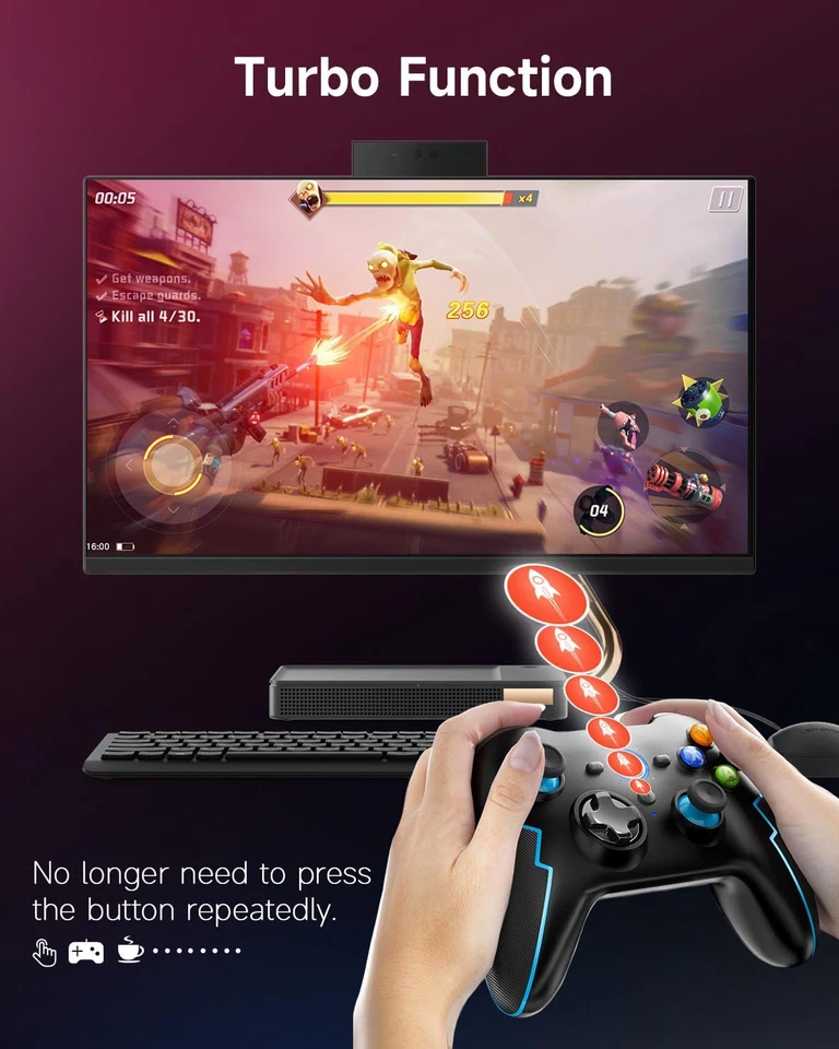 Controller PC Wireless Bluetooth Gamepad Con Trigger Hall E Doppia Vibrazione E - Immagine 4 di 4