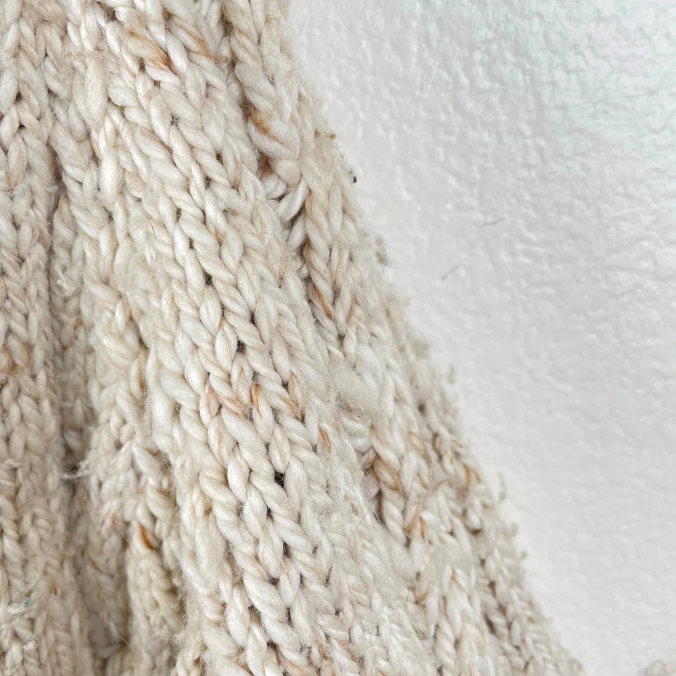 Cárdigan hecho a mano para mujer talla L lana de gran tamaño pescador grueso tejido con cable abuelo Foto 4 de 4