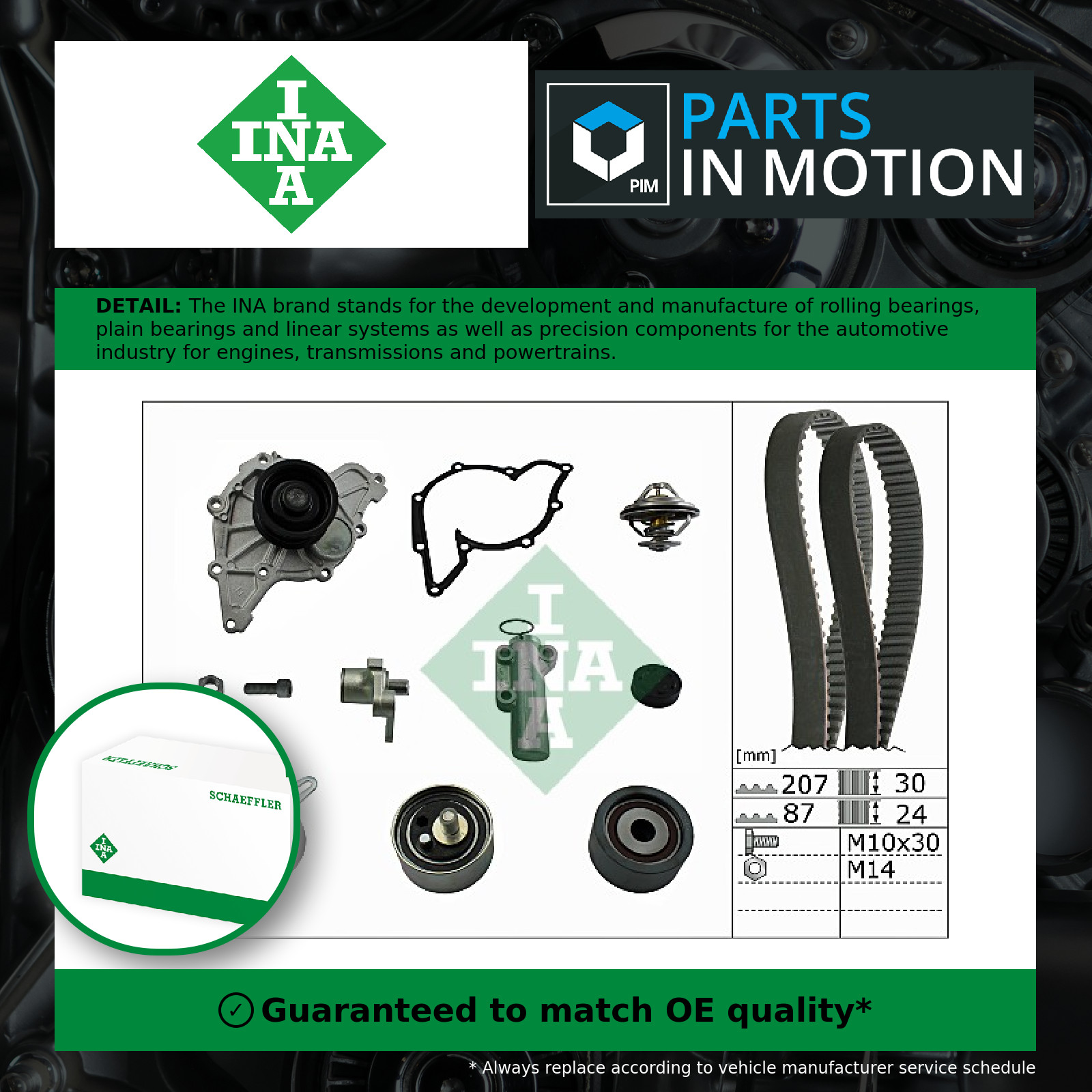 Timing Belt & Water Pump Kit fits VW PASSAT 2.5D 98 to 05 Set INA 059109119A New