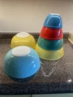 6 Pyrex Primary Colors Mixing-Nesting Bowl Set of 4 + 2 Bonus Large Bowls