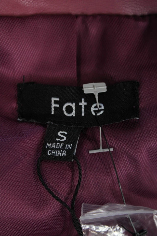 Destino. Chaqueta forrada con cinturón cuello manga larga texturizada malva talla S para mujer Foto 4 de 4