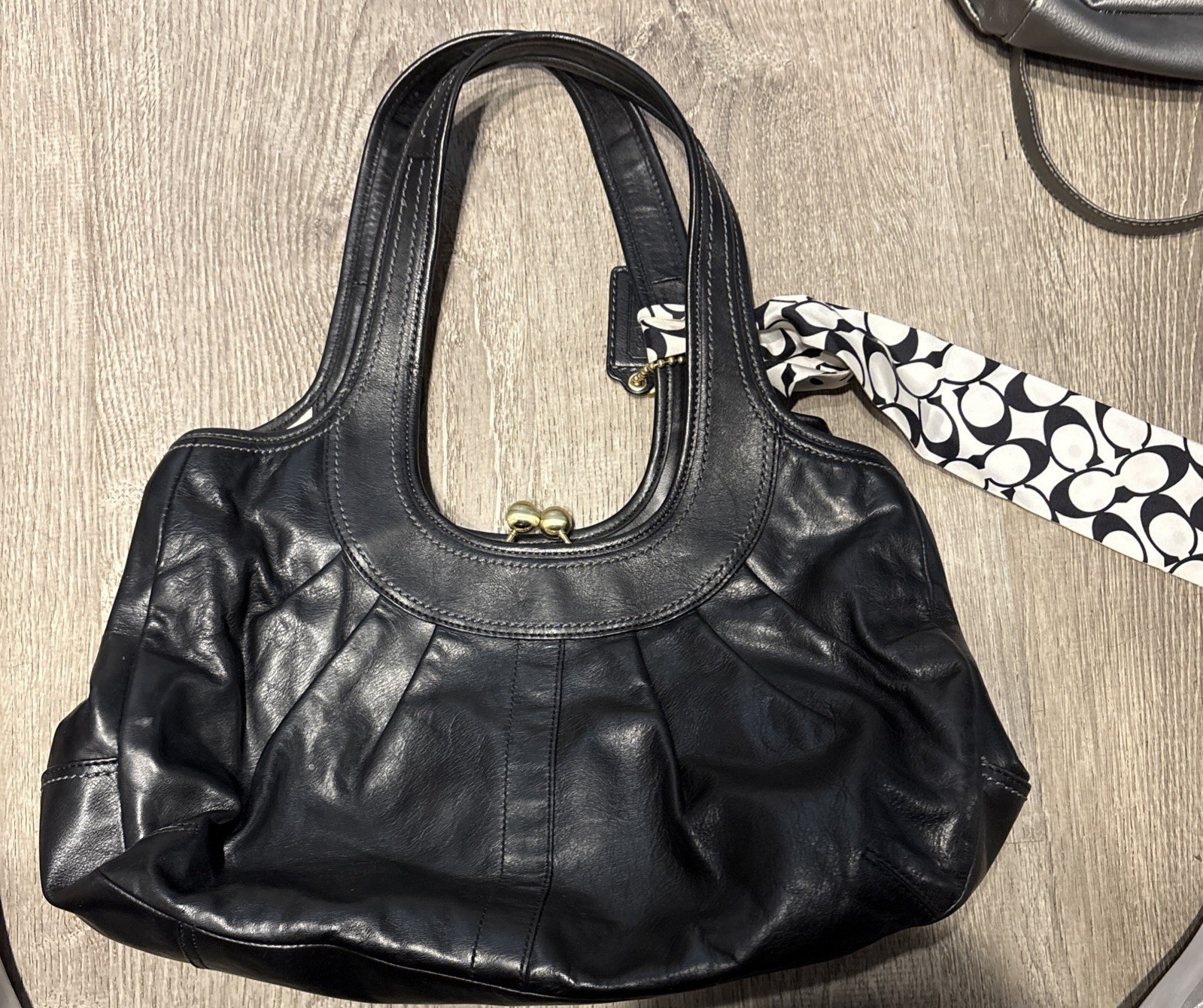 Coach Leather Tote Bag with Matching Scarf  