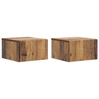 Wandmontierter Nachttisch 2Er Set Altholz 33 X 34,5 X 20 Cm