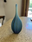 JOHN A Slatcher JAS Signed Vase Vertical Ribbed Design Blue Grn Color Weave 11" — photo 4