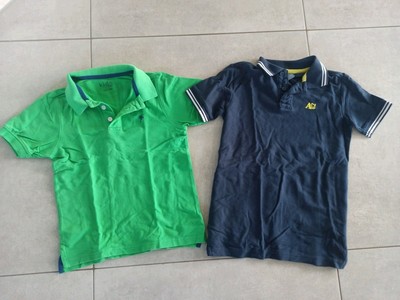 2x cooles Poloshirt Polo T-Shirt Gr. 122 128 Grün blau Tchibo dopodopo