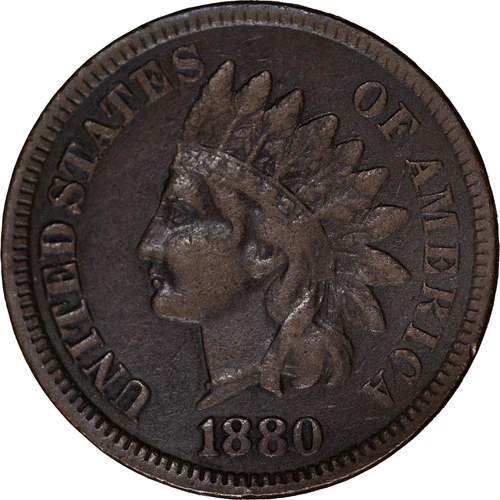 1880 1c Indian Head Cent ~ Fine Details