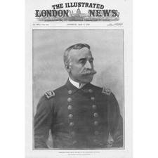 Commodore George Dewey US Navy - Antique Print 1898