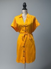 Nine West Yellow Button Down Cotton Blend Dress NWT Sz XL