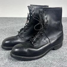 VTG 80s Black Leather Steel Toe Boots Mens 9.5 R Lace Up Cove Shoe Co Biltrite