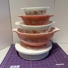 Vintage Pyrex PINK GOOSEBERRY Cinderella Mixing Nesting Bowls Complete Set of 4