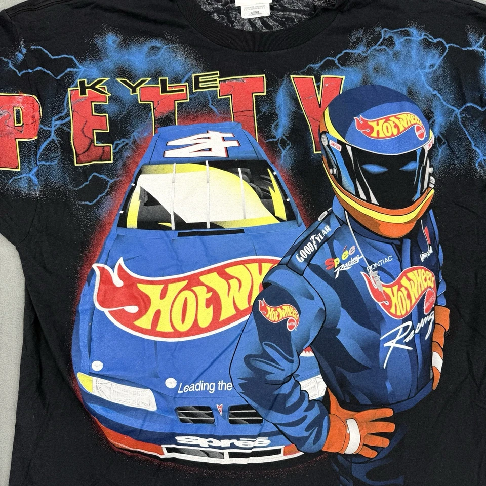 Camisa De Colección Años 90 Kyle Petty Estampado Completo Para Hombre’s XL Negra NASCAR Hot Wheels Racing Foto 4 de 4