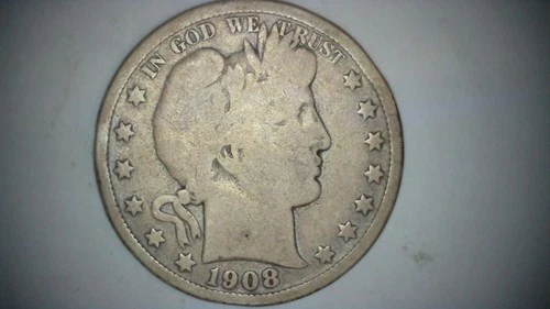1908 D Barber Half Dollar 90% Silver Good+ LY Visible  See Pics Priced at Silver