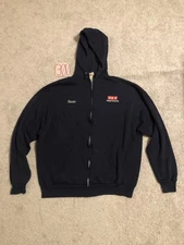 HEB Distress Transportation Blue Hoodie Full Zip Employee Jacket Chest Logo