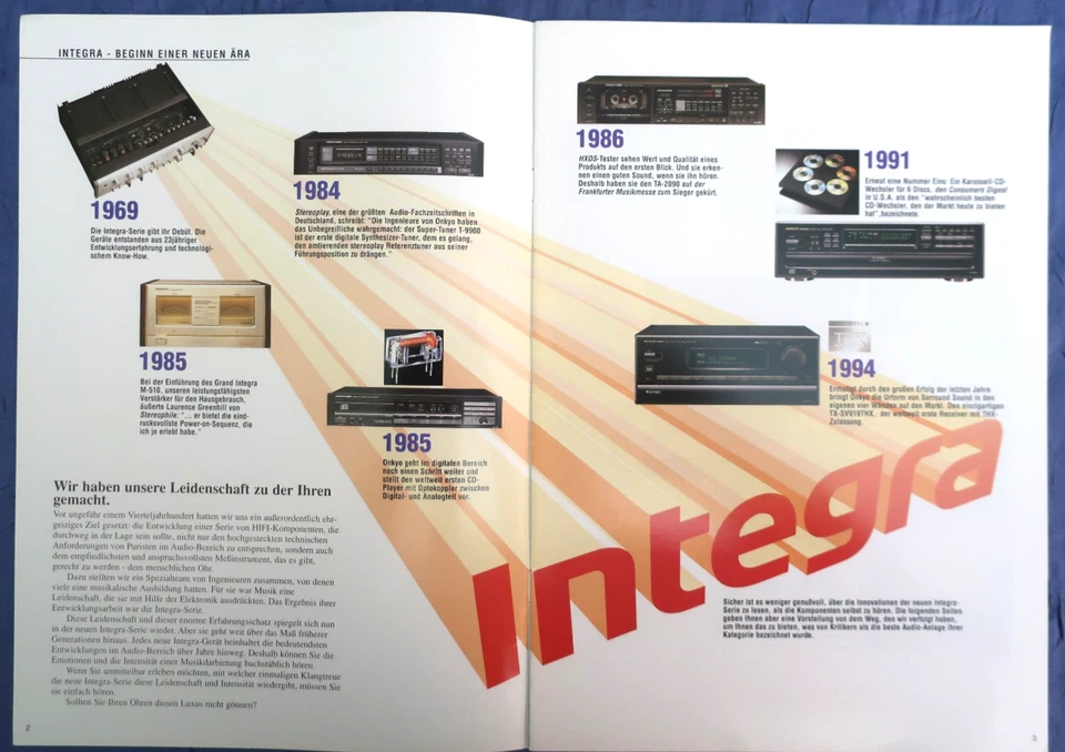 ONKYO Integra 1969-1994 Sonderkatalog/ Historie, 11S. wie neu bis auf '1996' - Bild 2 von 3