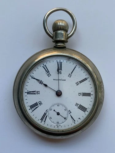 Antique WALTHAM Silveroid Pocket Watch Pre-Owned Doesn't Run (33-105)