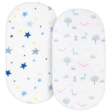 Muslin Bassinet Sheets Boy/Girl 30"x16" Fit for Halo/Dream on Me Bassinet 2 Pack