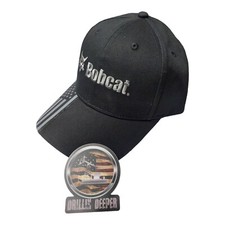Bobcat  Black  Hat Flag Tonal  Sticker Crane Oilfield  Construction P274