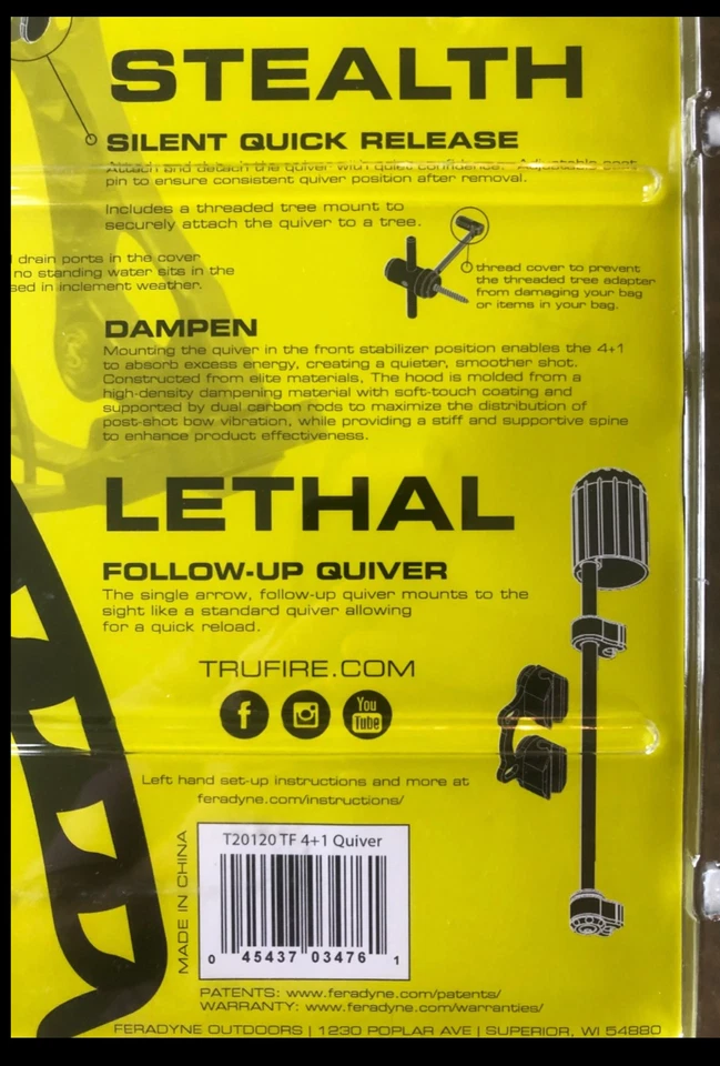 TruFire Archery Quiver 4 + 1, SILENT QUICK RELEASE, INVERTED MOUNT MPN - T20120 - Image 2 of 4