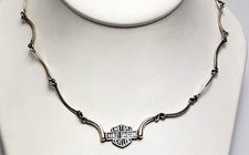 Harley Davidson Shield Logo Sterling Silver Bar Link Necklace 16" -.36
