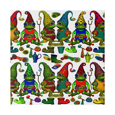 Matte Canvas Wall Art Frogs Garden Gnomes Surreal Pattern Weird Funny Obscure