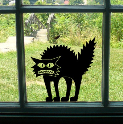 Spooky Black Cat Sticker Decal, Halloween Vinyl Decal Sticker. Scary ...