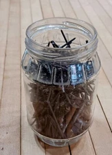 Vintage Jar of Small Nails - Rustic Hardware Lot
