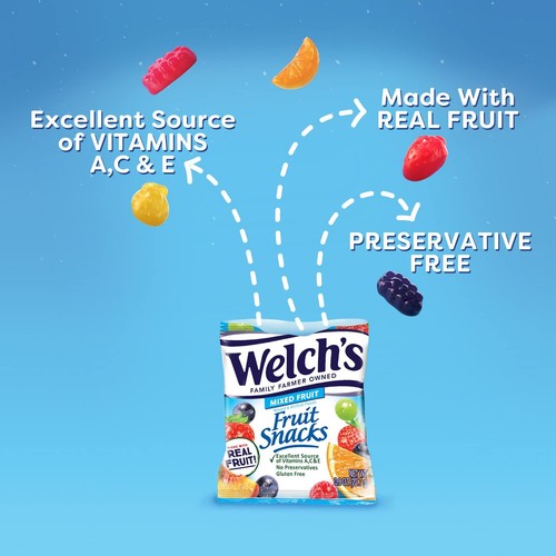 Welch's Fruit Snacks with Real Fruits & Vitamins, Mixed Fruit, 40 Pouches - Picture 4 of 7