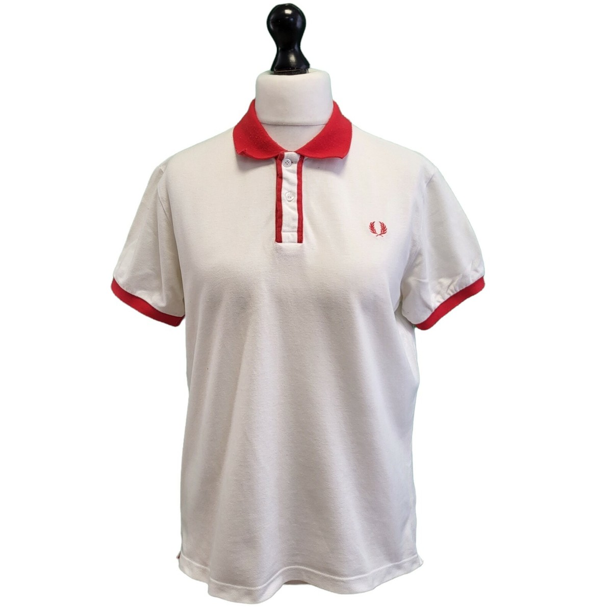 Vintage Fred Perry Polo T-Shirt 90s Yellow White Mod Short Sleeve