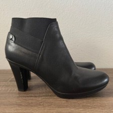 Geox Black Leather Heeled Bootie, Size 39 (US...