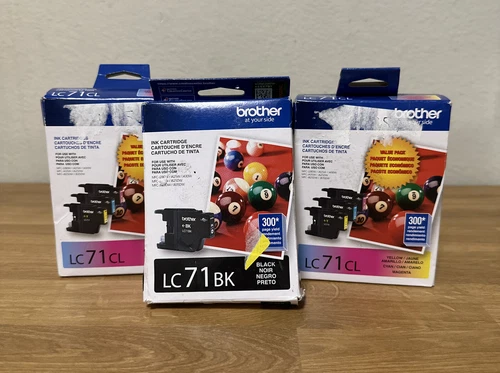 (2) Genuine Brother LC71CL & (1)LC71BK Ink Cartridge New Sealed Fast Ship