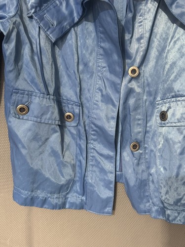 Ruby Rd Jacket Women's 10 Blue Metallic Cowl Neck Rain Coat Rain Jacket - Picture 3 of 7