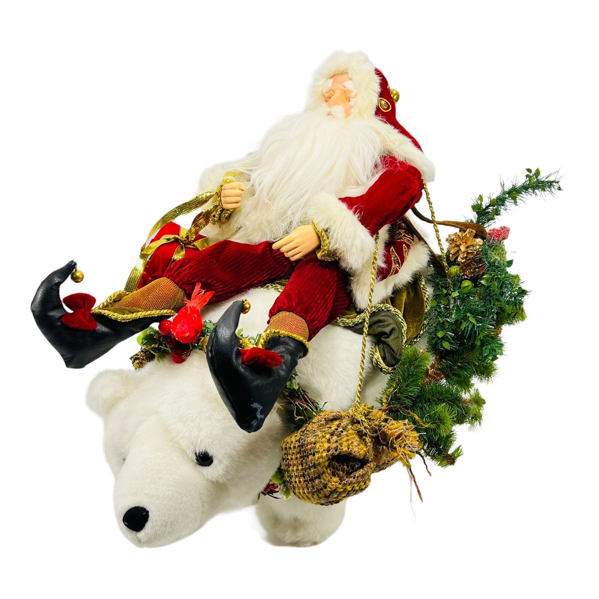 Ditz Hen House Santa Riding On Polar Bear Plush Limited Edition