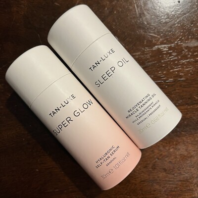 TAN-LUXE SUPER GLOW Self Tan Serum 30ml & SLEEP OIL 20ml SET for Face & Neck NEW