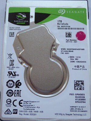 Seagate ST1000LM048 SN: WKP PN: 2E7172-501 FW: 0001 WU JUN - AUG 2020 1TB