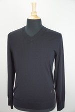 Berluti Black B Logo 100 Wool Luxury Mens Sweater Sz R 50 Made Italy MINT