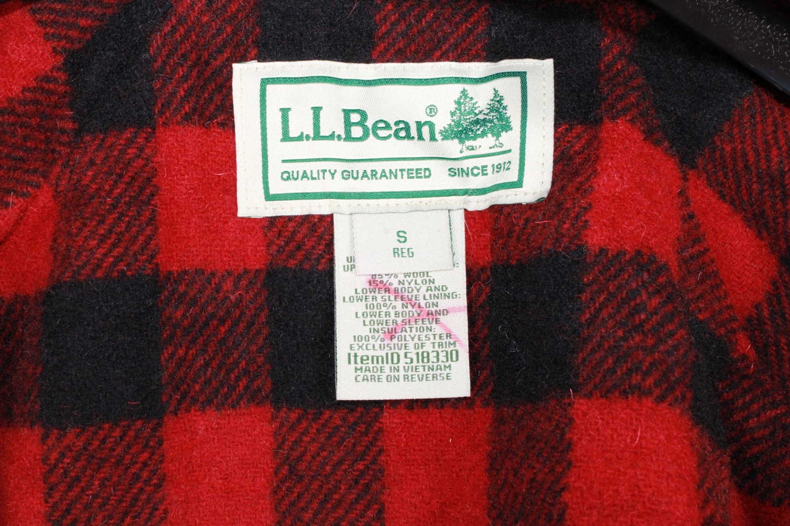 LL Bean Men's '82 Green Nylon Wool Lined Original Baxter State Hooded