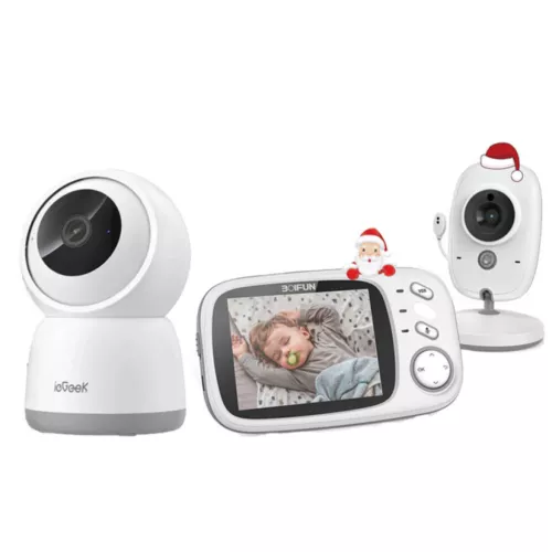 BOIFUN 3,2" LCD Babyphone mit Kamera Kabellos 5m Nachtsicht VOX-Modus 2.4G WiFi