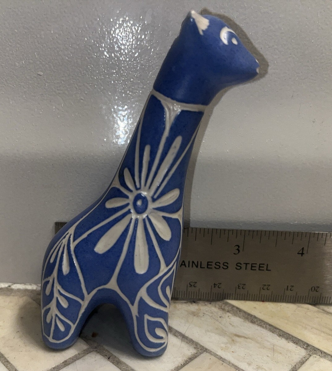 3 Mini Pablo Zabal Chile Blue Studio Pottery Ceramic Figurines