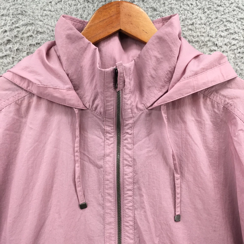 Chaqueta cortavientos Eddie Bauer con capucha para mujer L púrpura cremallera simulada cuello bolsillos Foto 2 de 4