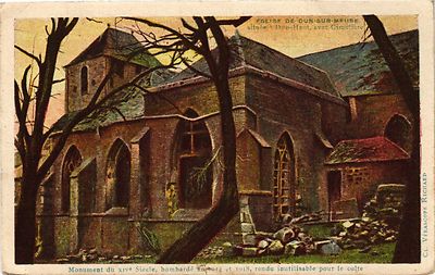 AK Denkmal 14. Jahrhundert, Bombardierung 1914 und 1918, unbrauchbar gemacht (254985)